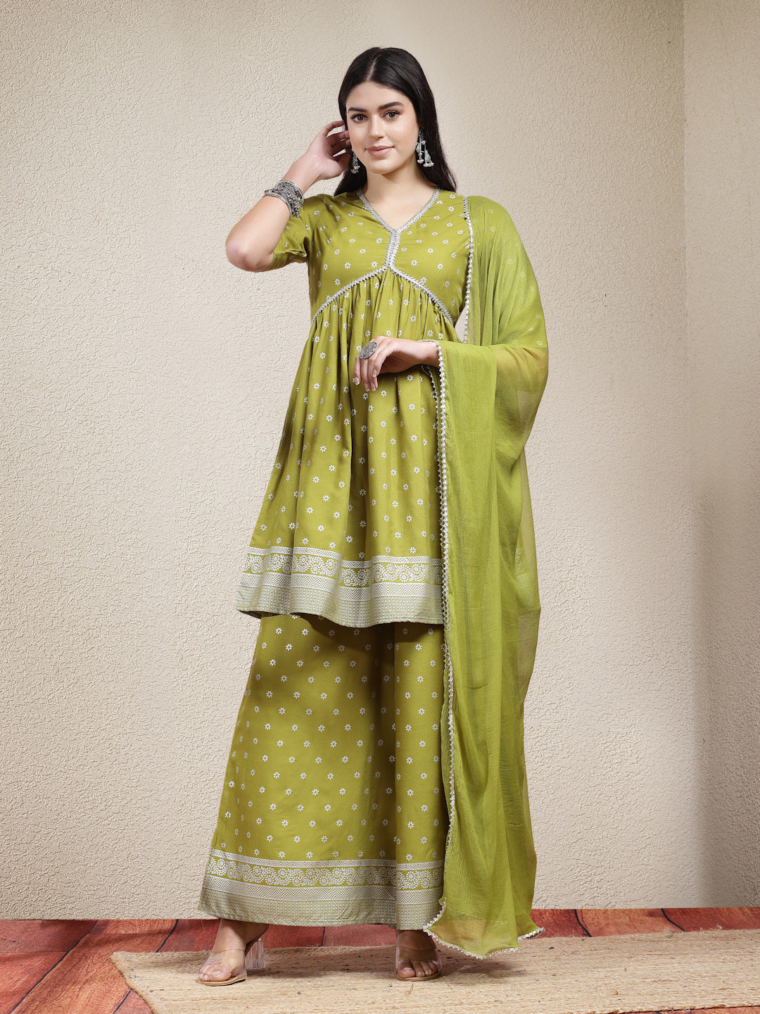 Green-Rayon-Motif-Printed-3-Piece-Kurta-Set