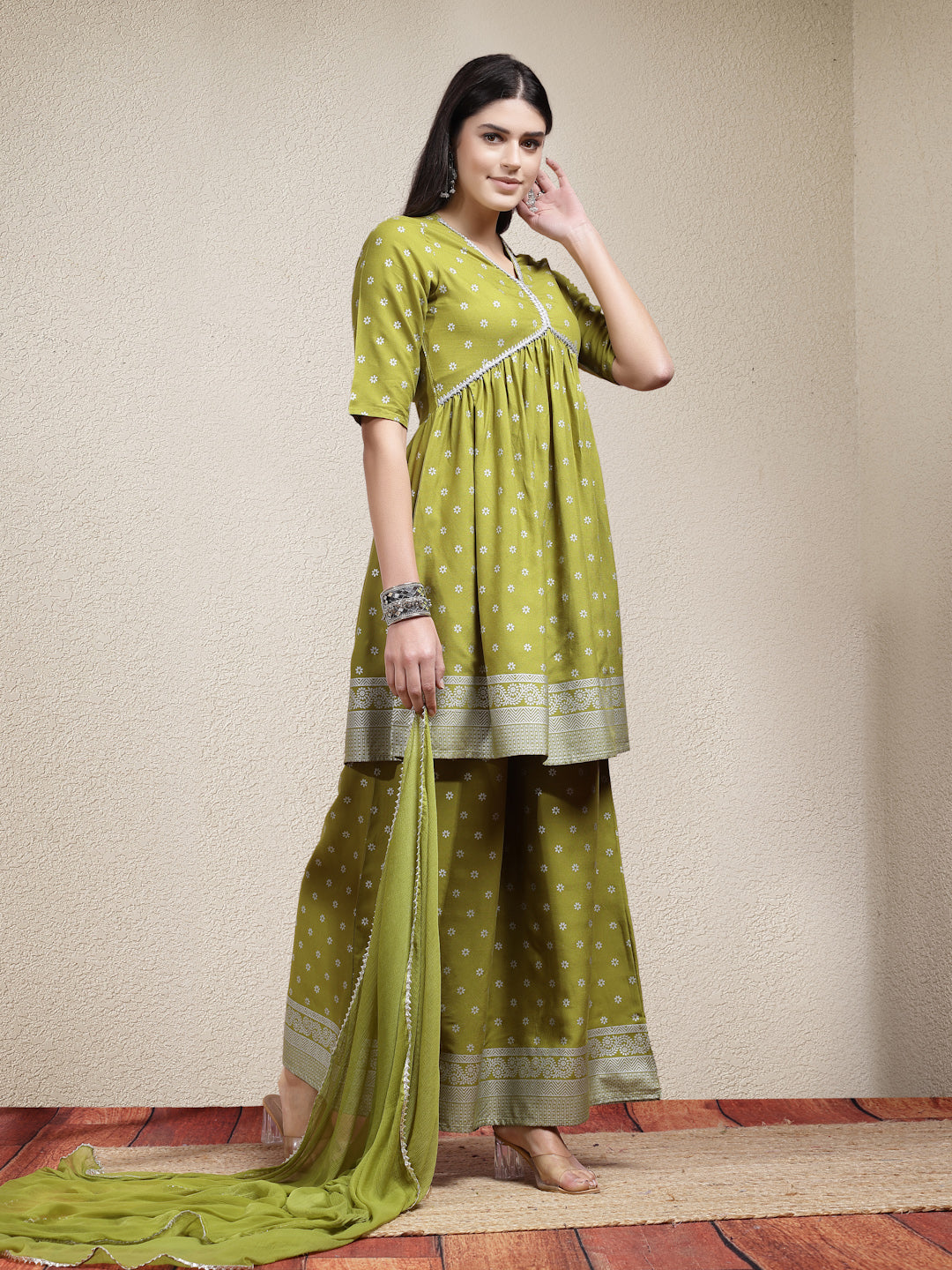 Green-Rayon-Motif-Printed-3-Piece-Kurta-Set