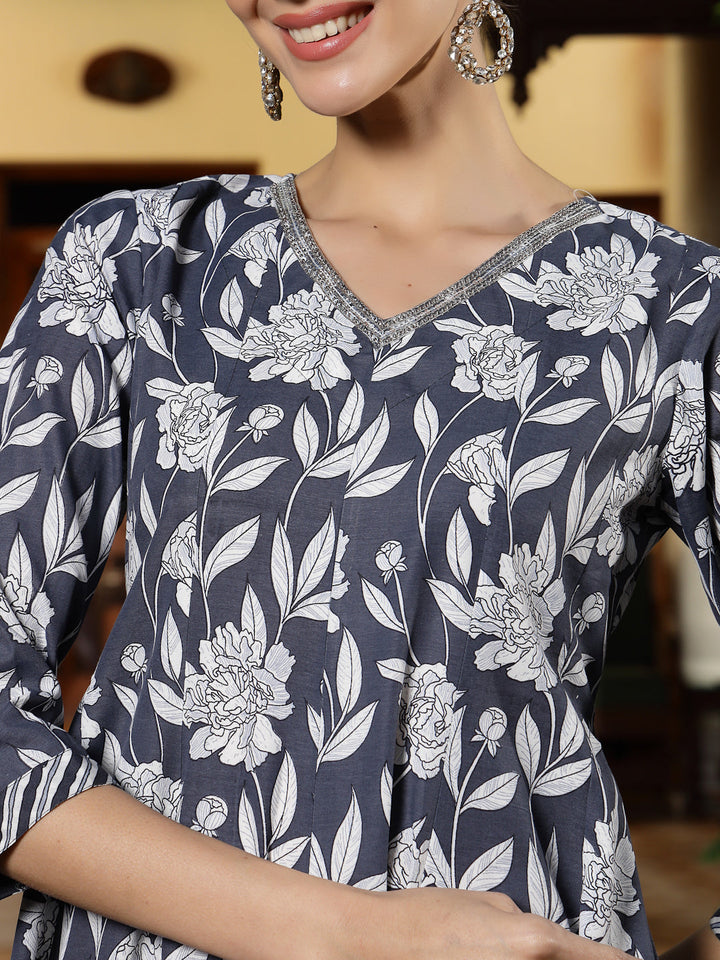 Grey-Cotton-Floral-Printed-3-Piece-Kurta-Set