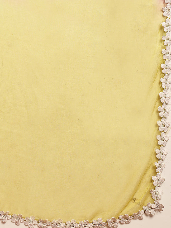 Lavender Leheriya Printed Cotton Flared Kurta Pant Dupatta Set