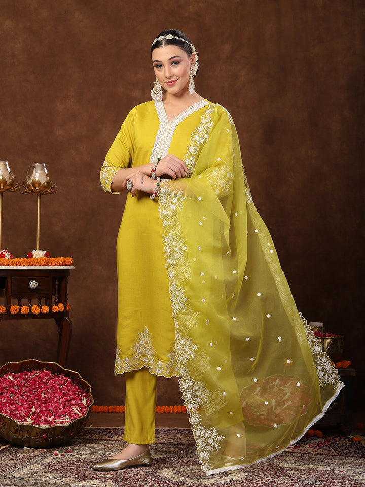 Lime-Green-Silk-Embroidered-Straight-3-Piece-Kurta-Set