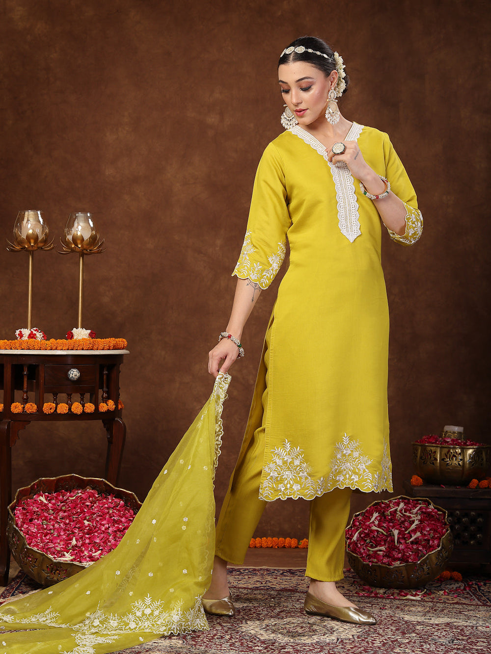 Lime-Green-Silk-Embroidered-Straight-3-Piece-Kurta-Set