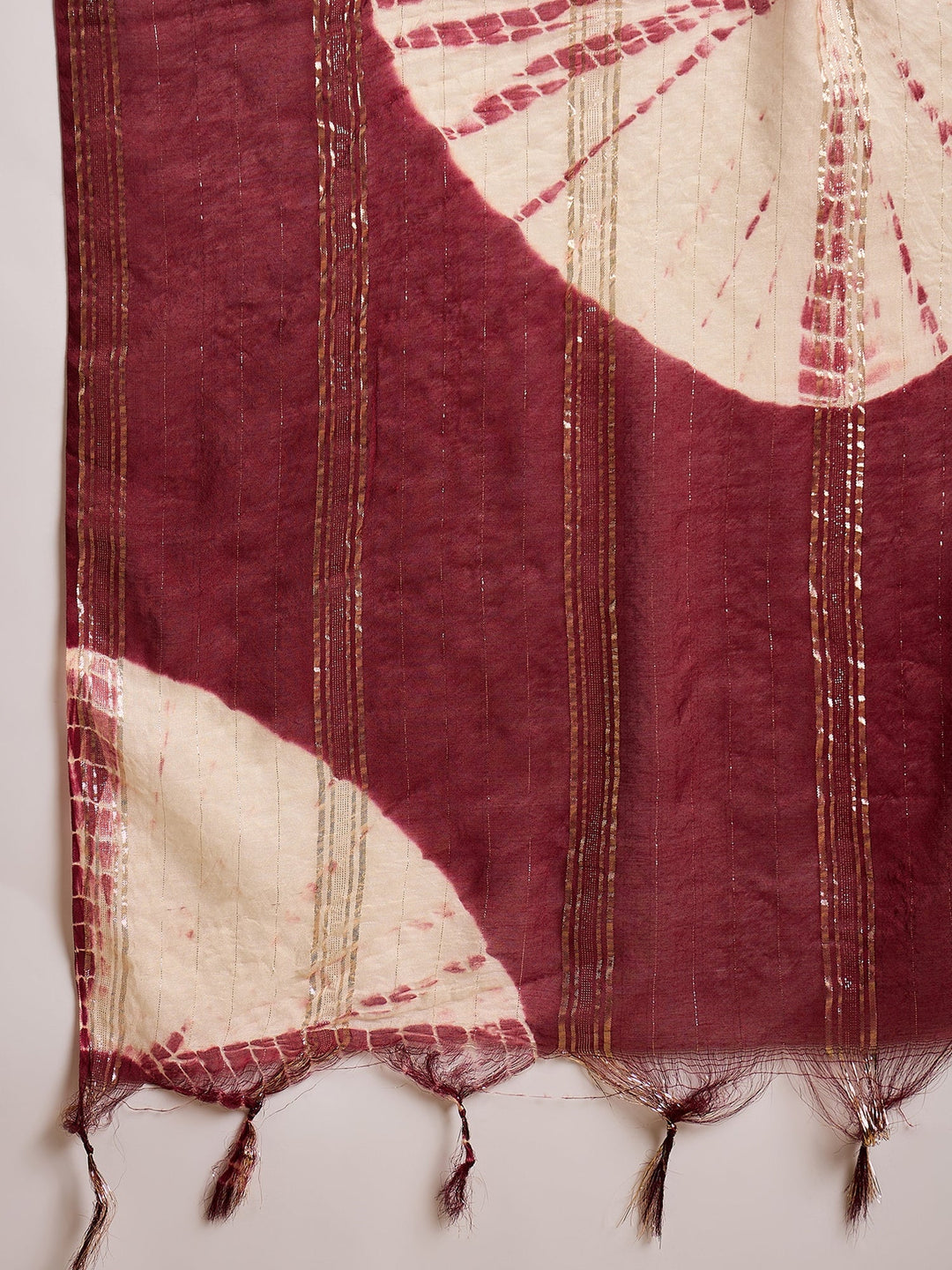 Women's Maroon Solid & Embroidered Crepe A-Line Kurta Pant Dupatta Set