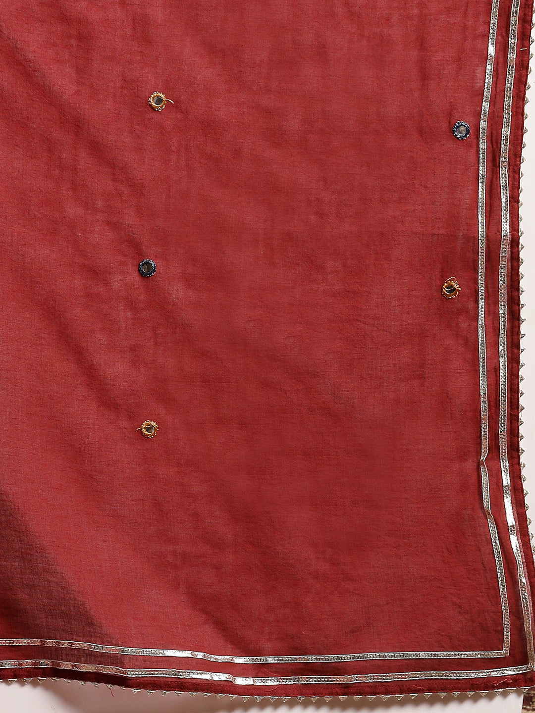 Maroon Solid & Embroidered Rayon Asymmetric Kurta Palazzo With Dupatta