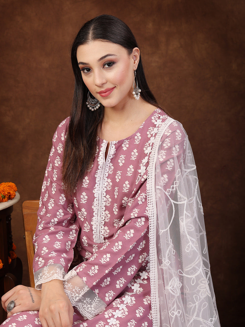 Mauve-Rayon-Floral-Printed-Straight-3-Piece-Kurta-Set