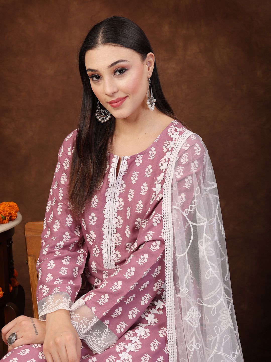 Mauve-Rayon-Floral-Printed-Straight-3-Piece-Kurta-Set