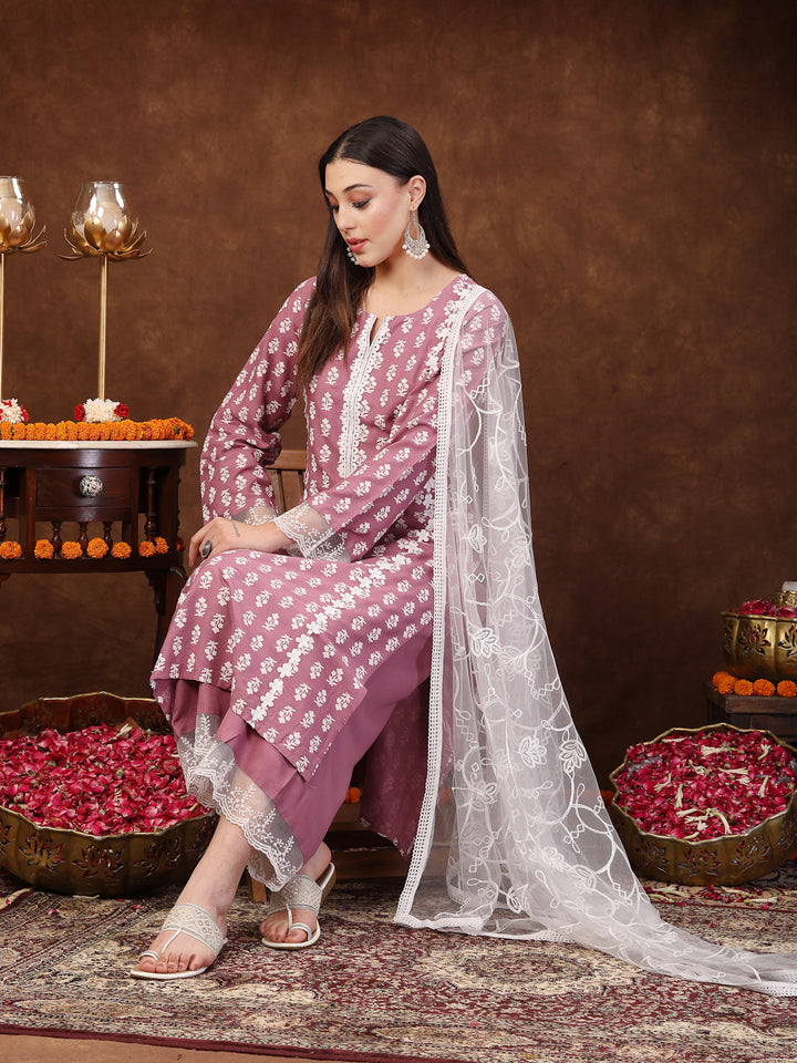 Mauve-Rayon-Floral-Printed-Straight-3-Piece-Kurta-Set