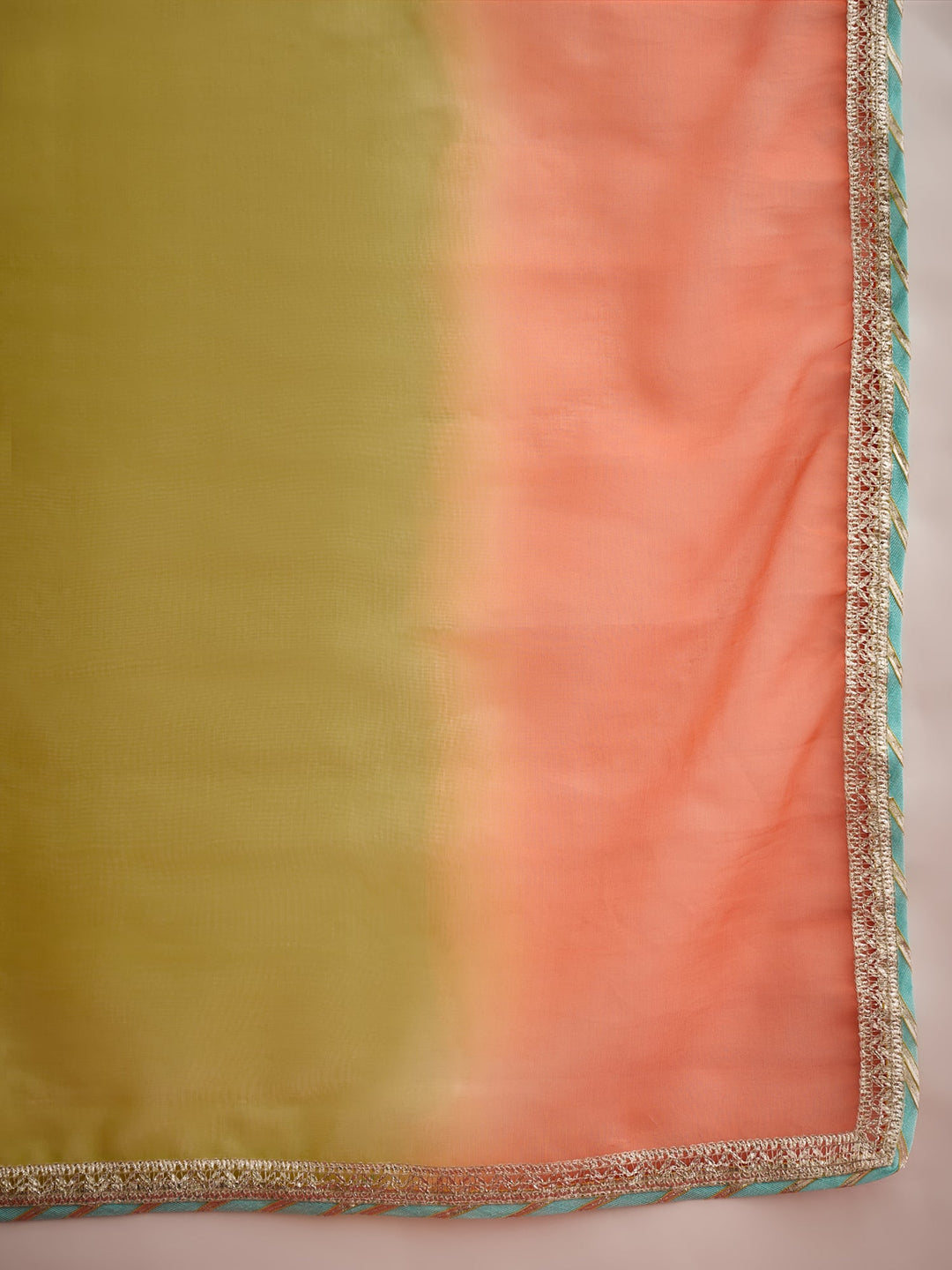 Orange Chevron Printed Rayon Sleeveless Straight Short Kurti Palazzo Dupatta Set