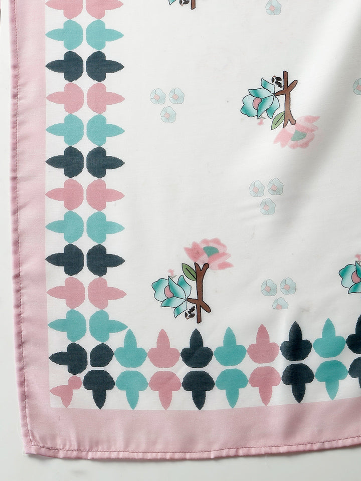 Pink Solid Cotton Straight Kurta Pant Dupatta Set