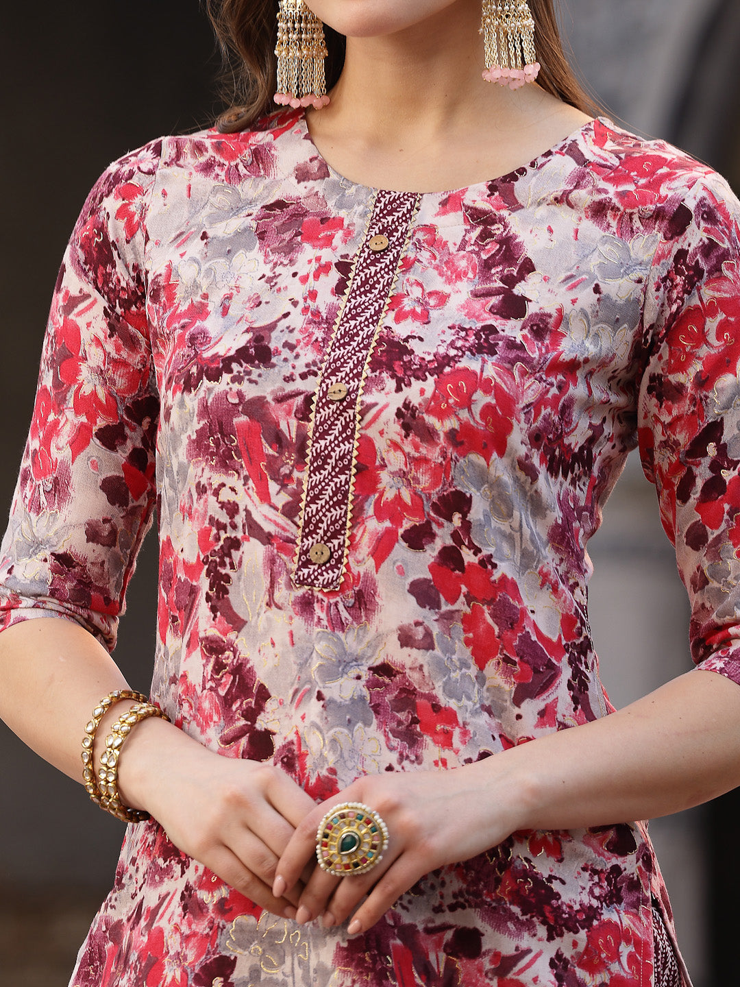 Pink-Cotton-Floral-Printed-Straight-3-Piece-Kurta-Set