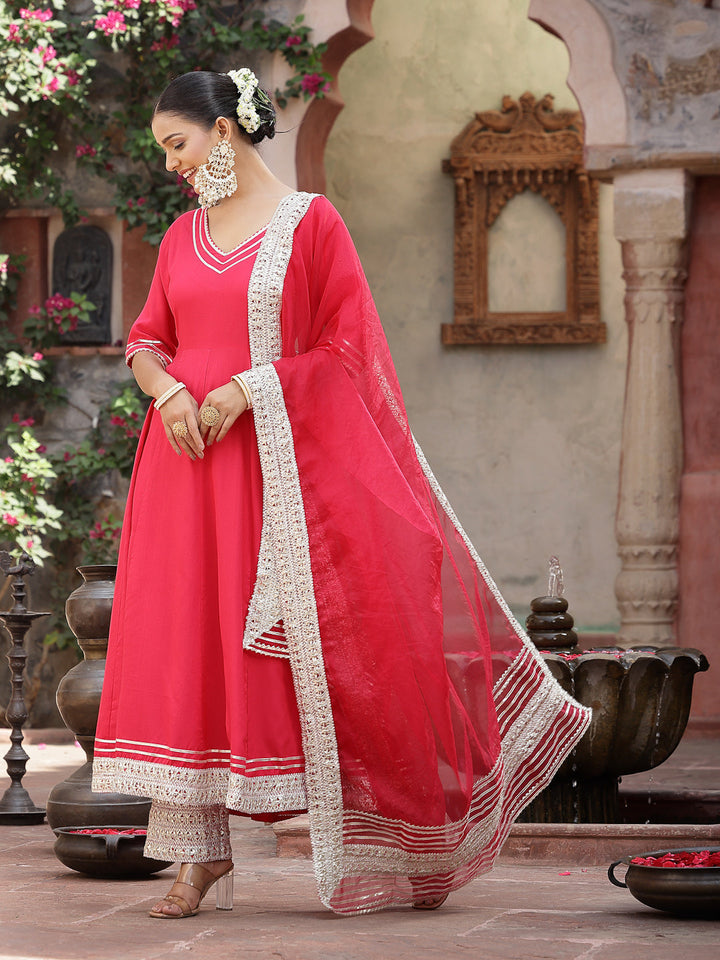 Dark-Pink-Rayon-Solid-3-Piece-Anarkali-Set
