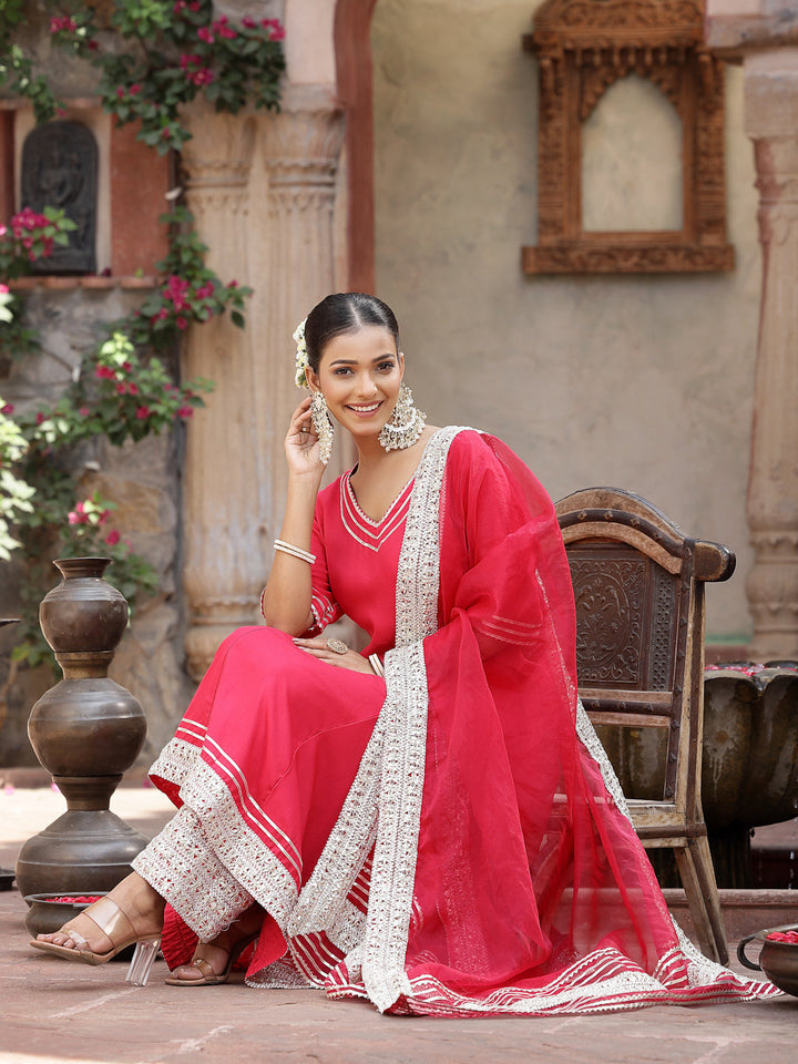 Dark-Pink-Rayon-Solid-3-Piece-Anarkali-Set