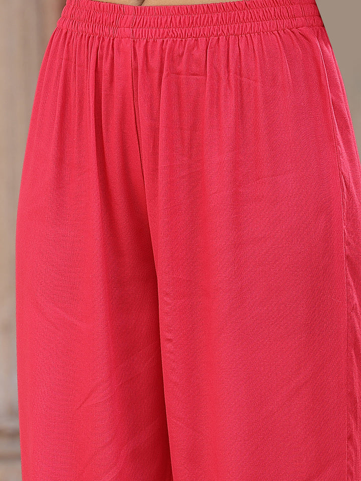 Dark-Pink-Rayon-Solid-3-Piece-Anarkali-Set
