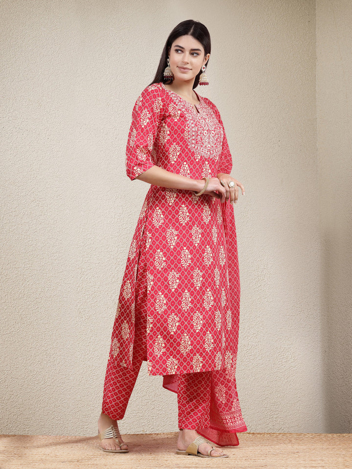 Printed-Rayon-&-Embroidered-Straight-3-Piece-Kurta-Set