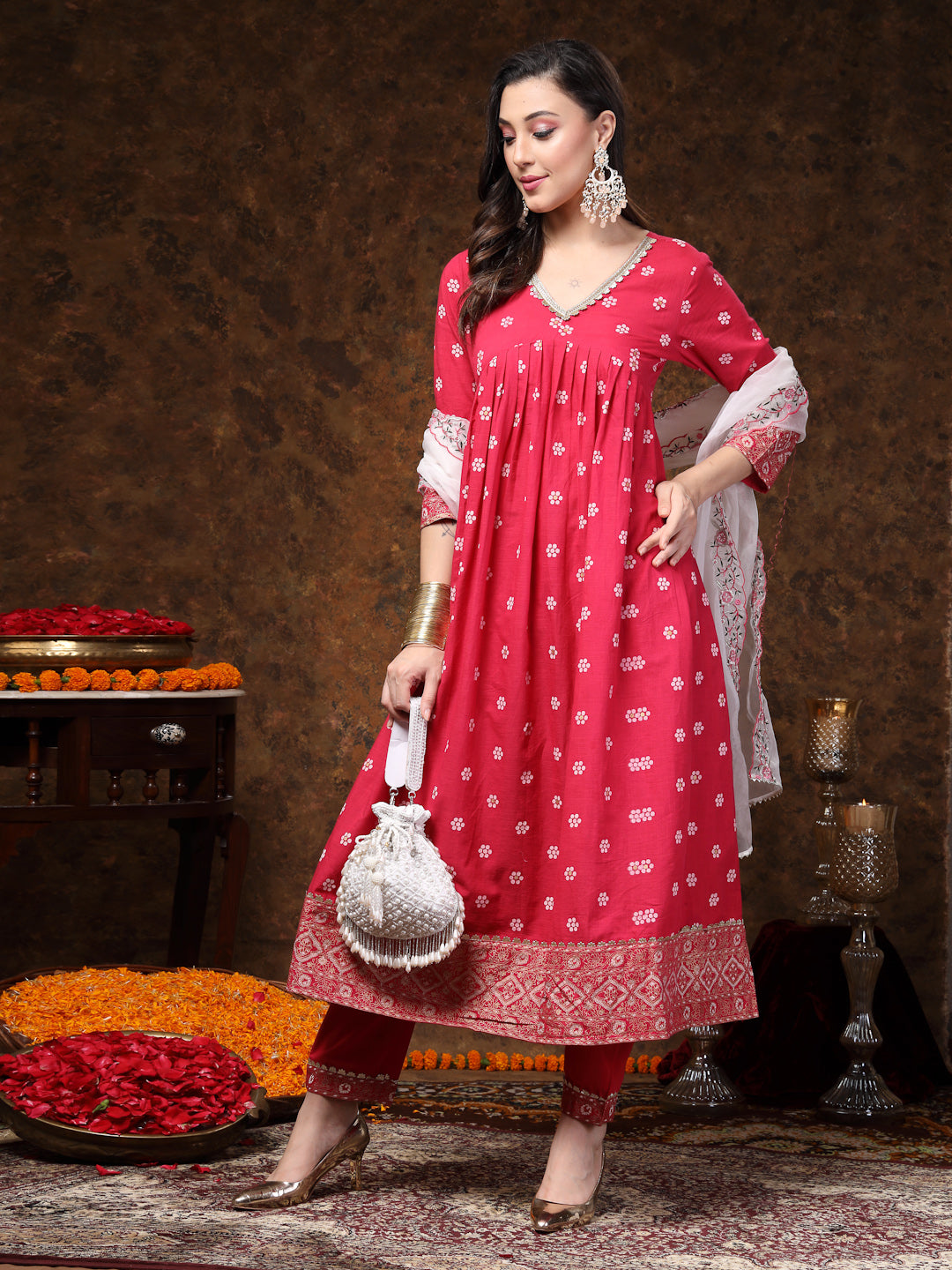 Pink-Cotton-Heavy-Embroidered-3-Piece-Kurta-Set