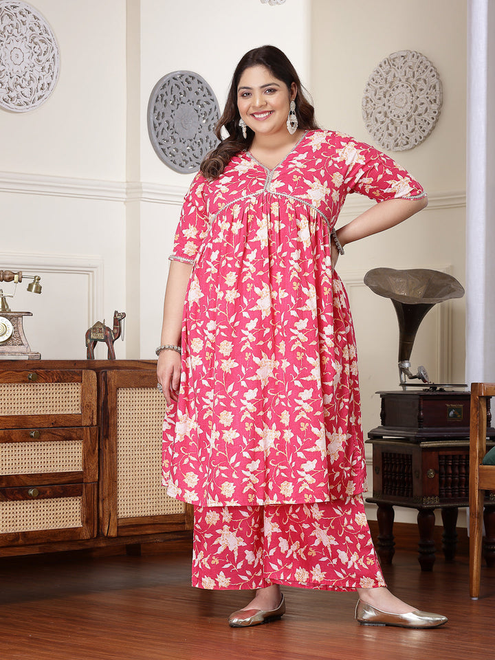 Pink-Cotton-Floral-Printed-3-Piece-Kurta-Set