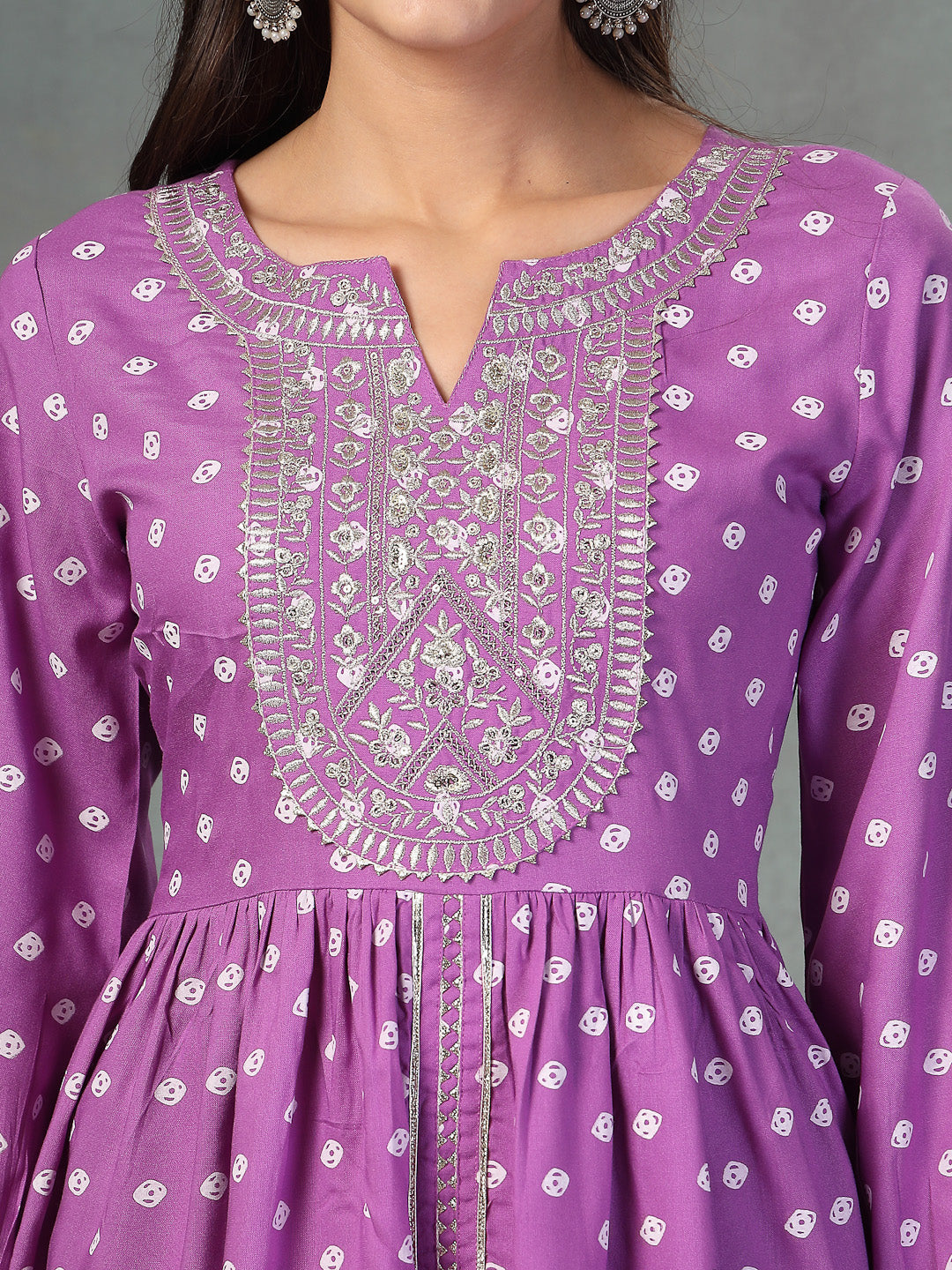 Purple-Rayon-Bandhani-Printed-3-Piece-Kurta-Set