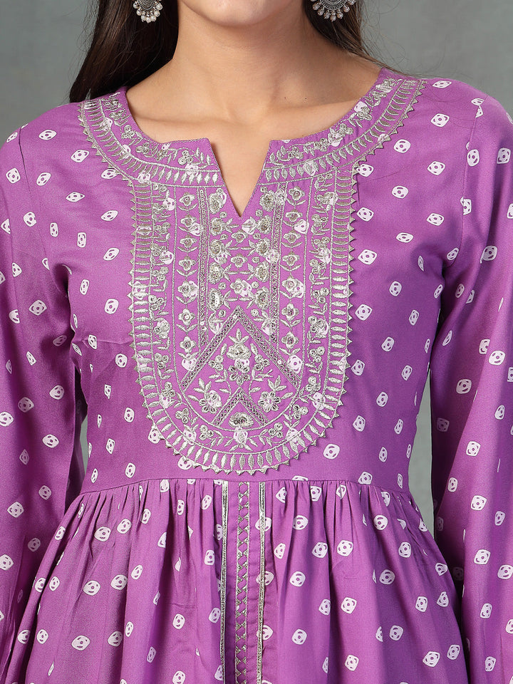 Purple-Rayon-Bandhani-Printed-3-Piece-Kurta-Set