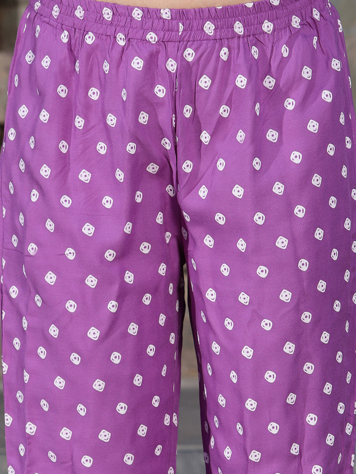 Purple-Rayon-Bandhej-Printed-3-Piece-Kurta-Set