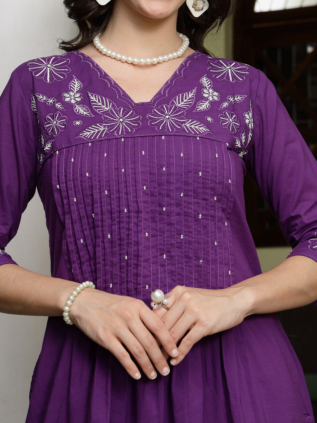 Purple-Cotton-Embroidered-A-Line-2-Piece-Kurta-Set