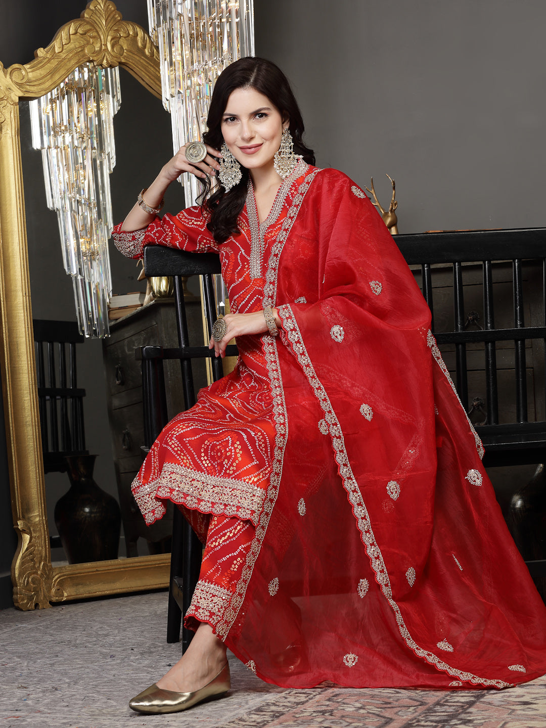 Red-Silk-Embroidered-Straight-3-Piece-Kurta-Set