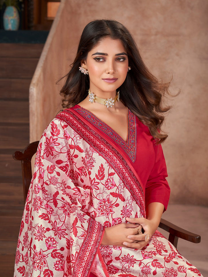 Red-Silk-Solid-&-Embroidered-Straight-3-Piece-Kurta-Set