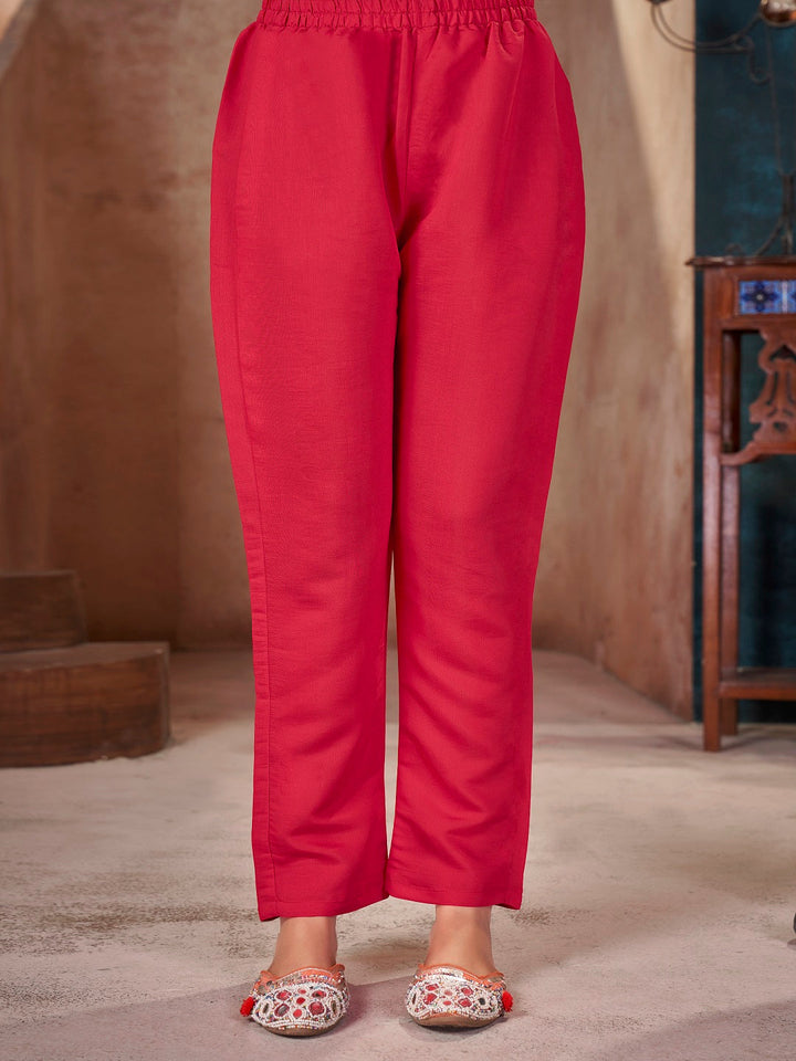 Red-Silk-Solid-&-Embroidered-Straight-3-Piece-Kurta-Set