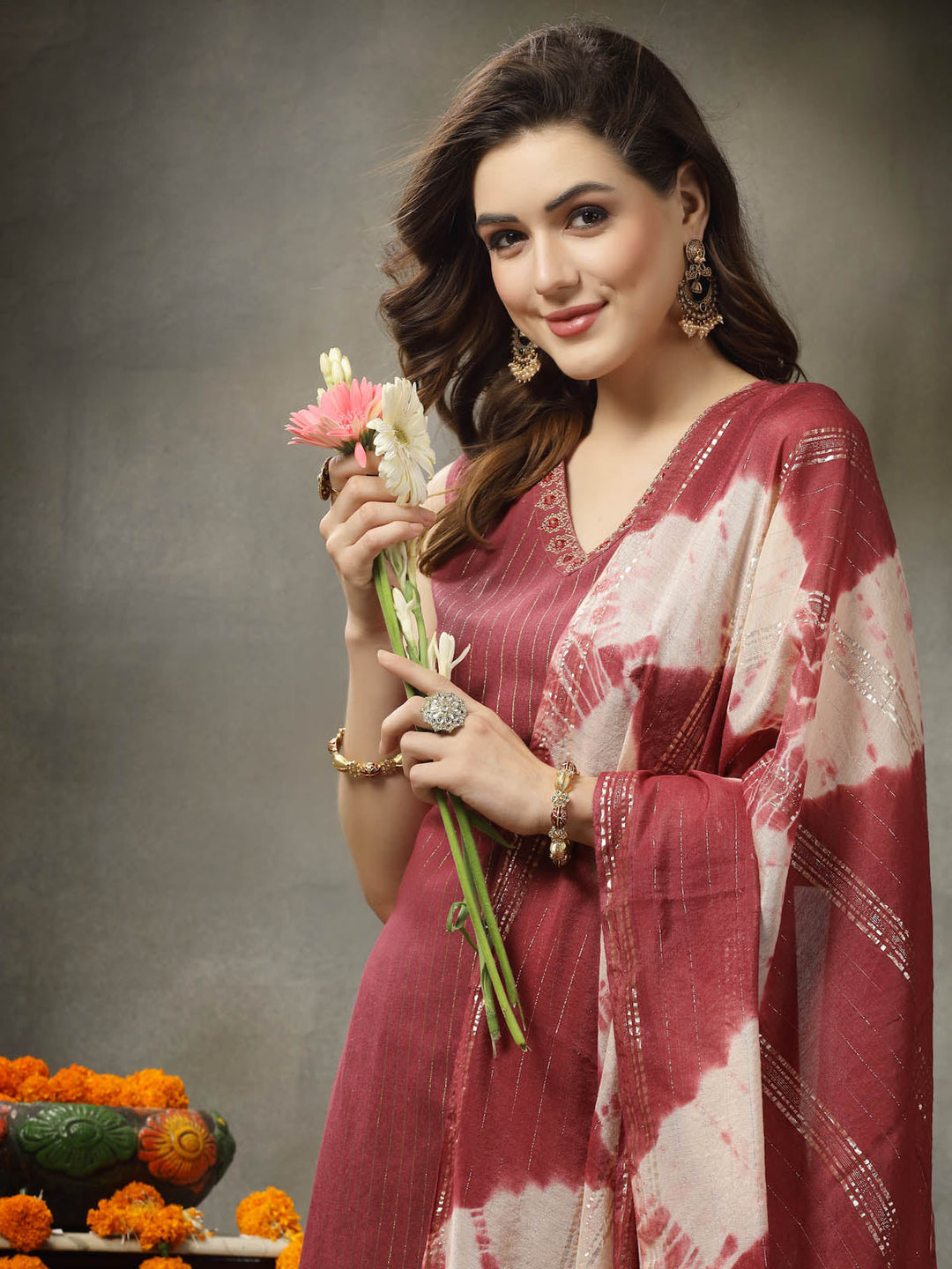 Red-Cotton-Woven-Designed-Straight-3-Piece-Kurta-Set