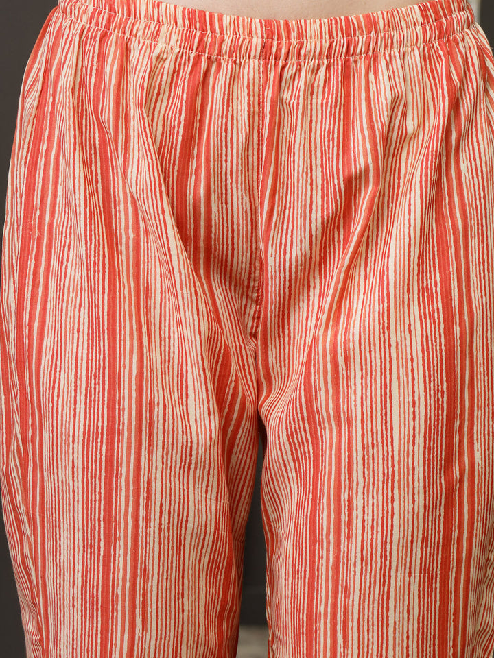Orange-Cotton-Straight-Striped-3-Piece-Kurta-Set