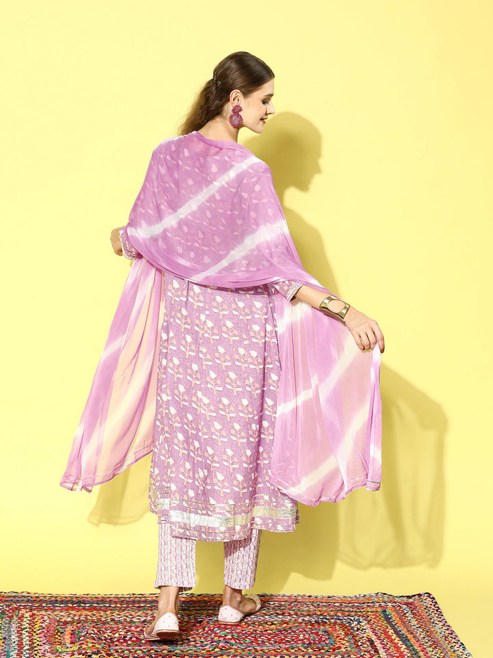 Lavender-Cotton-3-Piece-Anarkali-Set