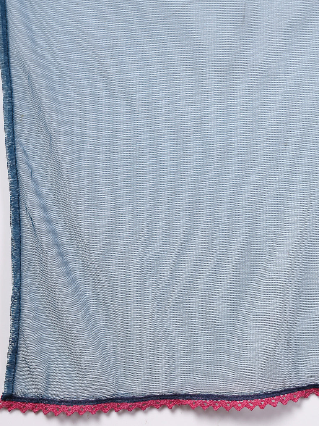 Teal Solid & Embroidered Italian Crush Straight Kurta Pant Dupatta Set