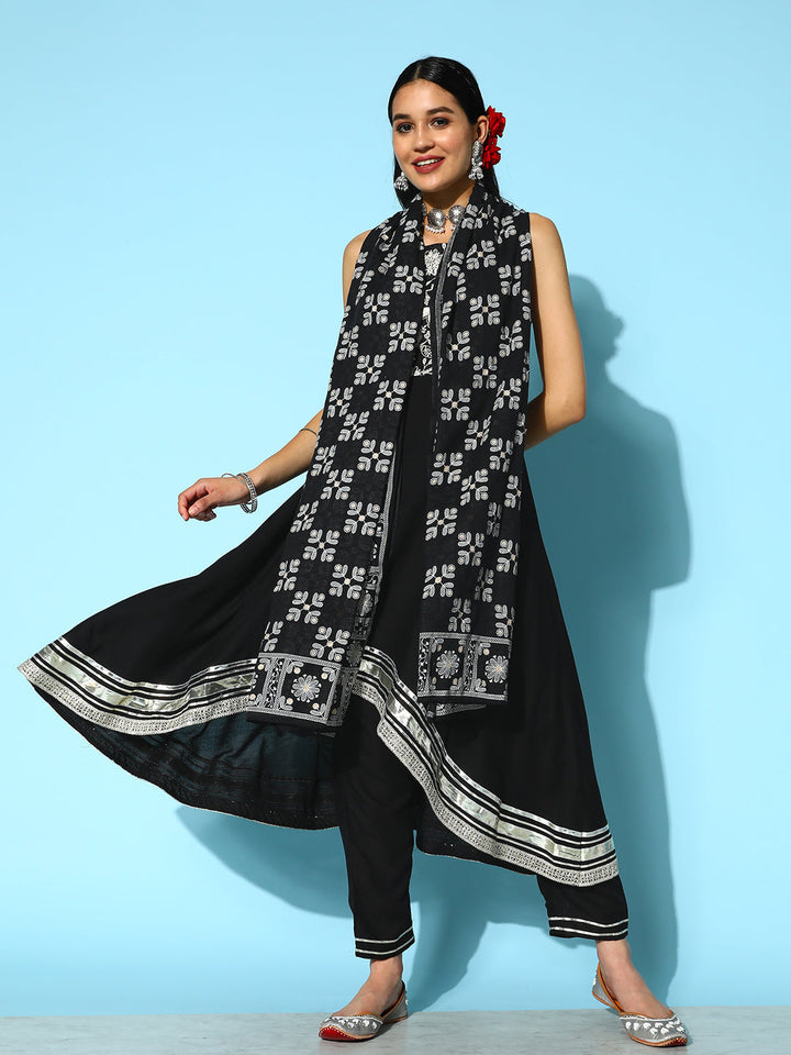Purple-Rayon-Bandhej-Printed-3-Piece-Kurta-Set