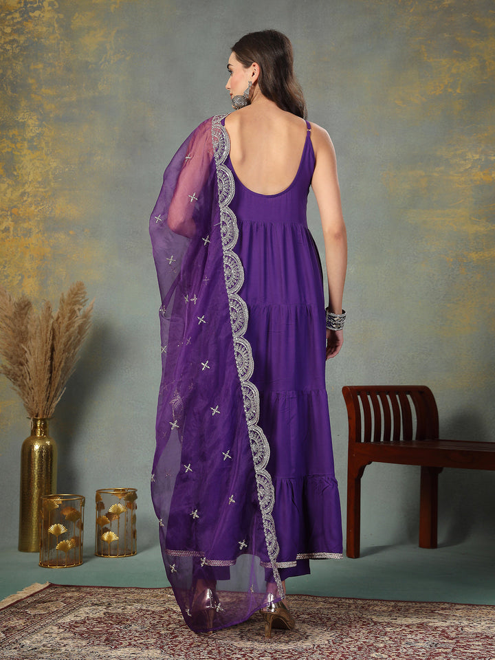 Violet-Rayon-Solid-Tiered-3-Piece-Kurta-Set