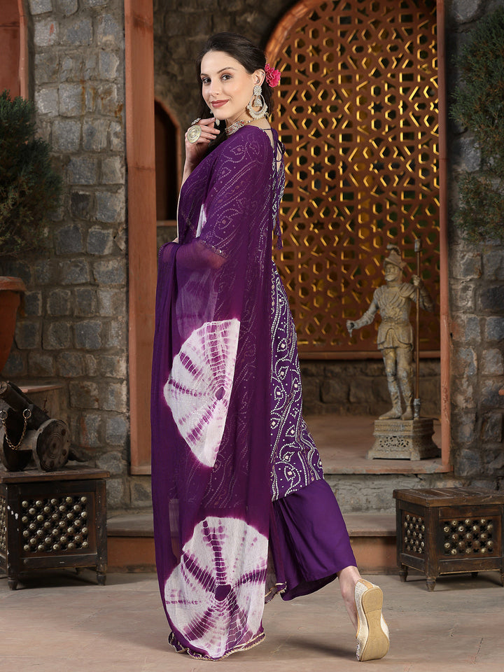 Red-Bandhej-Rayon-Naira-Cut-3-Piece-Kurta-Set