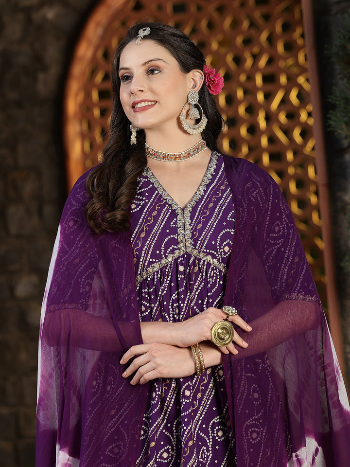 Red-Bandhej-Rayon-Naira-Cut-3-Piece-Kurta-Set