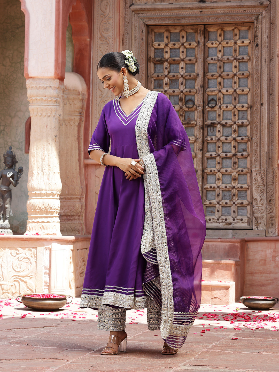 Purple-Rayon-Solid-3-Piece-Anarkali-Set