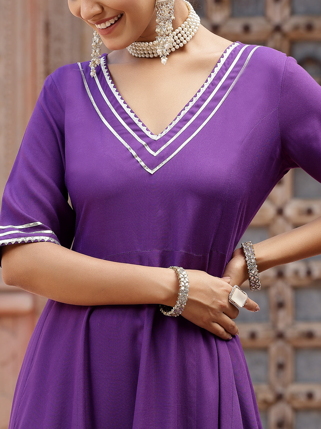 Purple-Rayon-Solid-3-Piece-Anarkali-Set