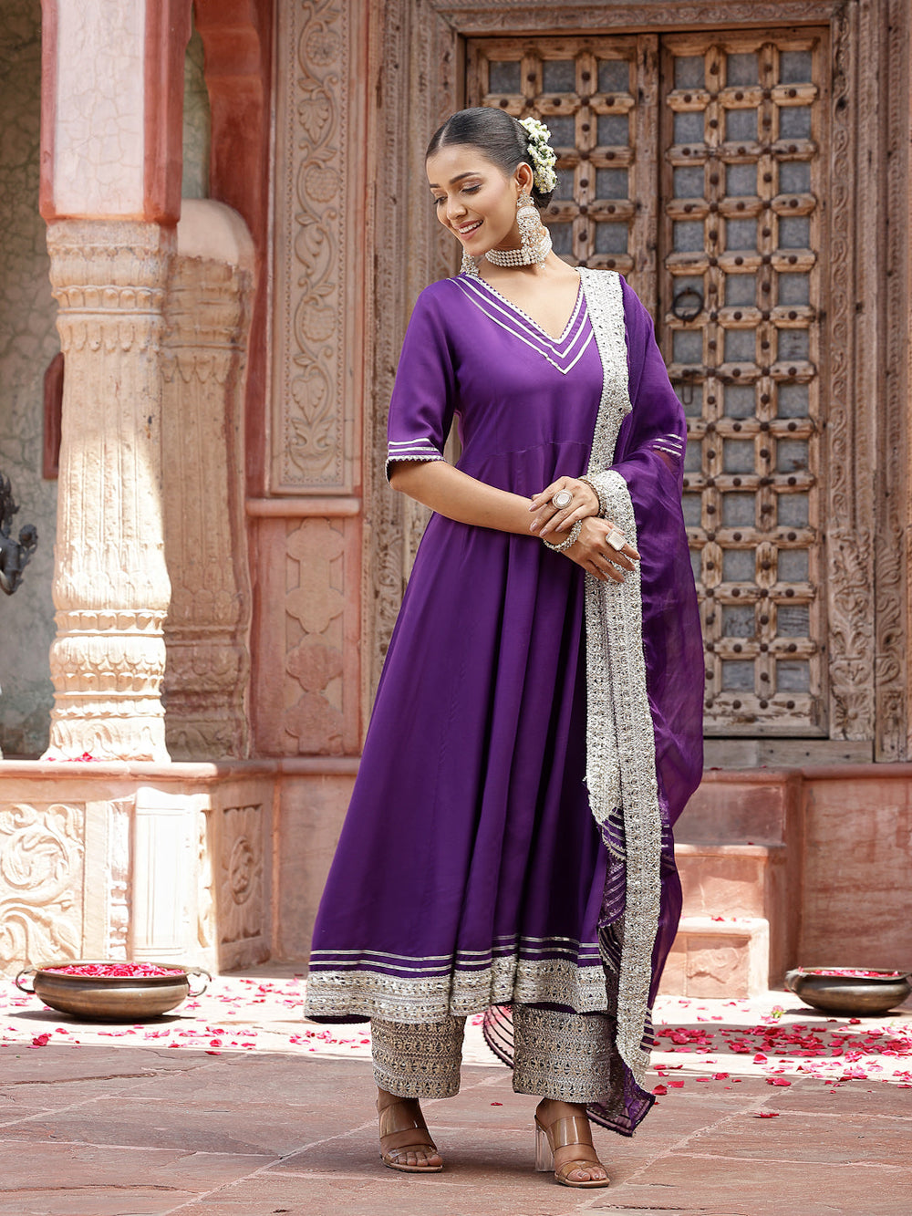 Purple-Rayon-Solid-3-Piece-Anarkali-Set