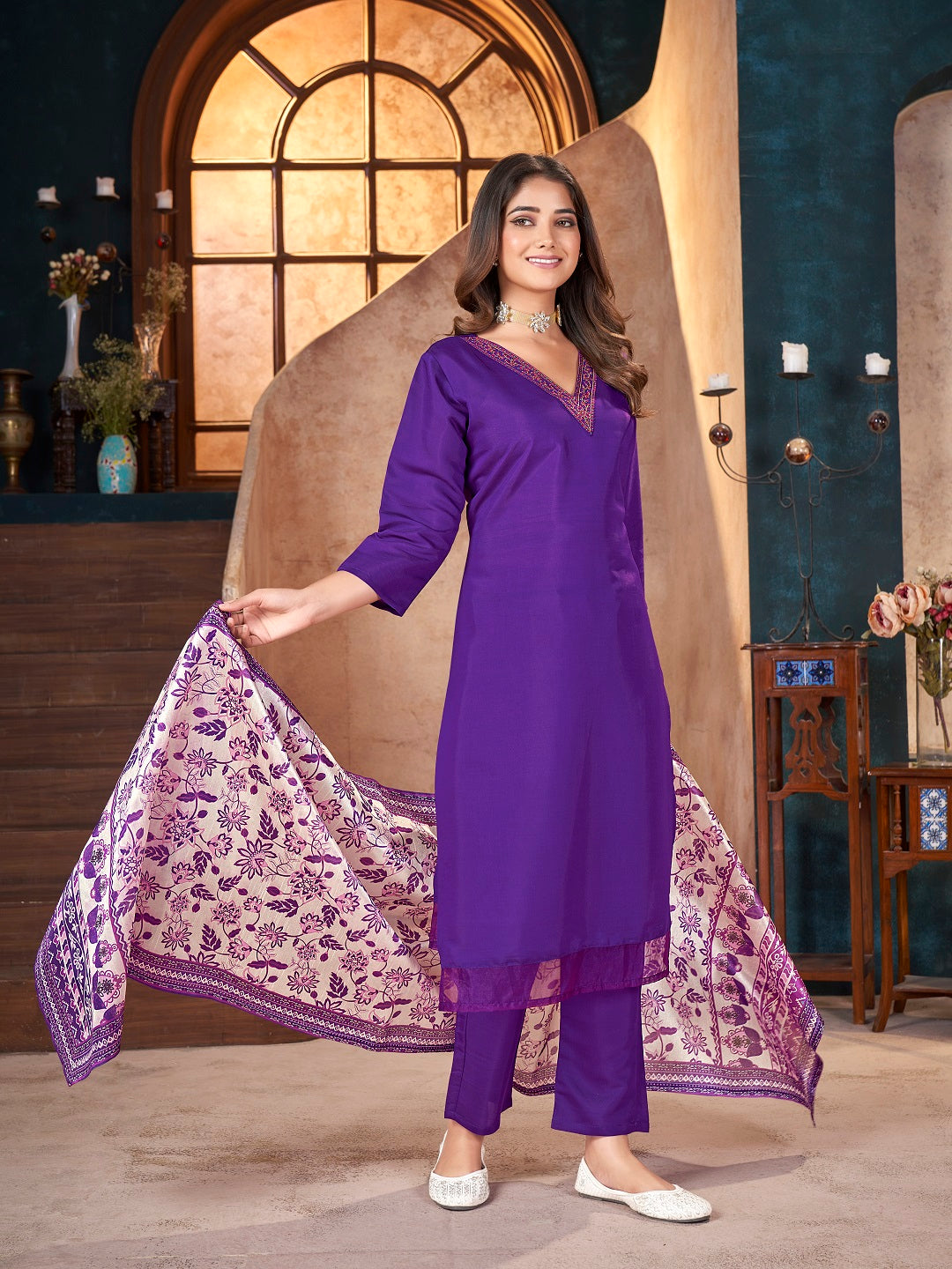 Violet-Silk-Solid-&-Embroidered-Straight-3-Piece-Kurta-Set