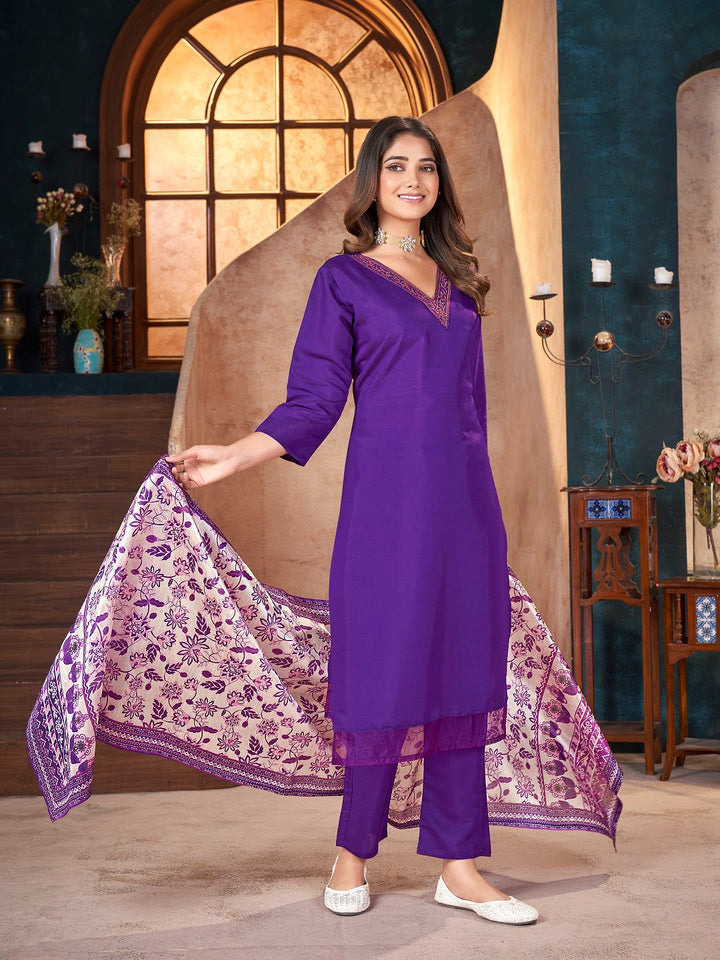Violet-Silk-Solid-&-Embroidered-Straight-3-Piece-Kurta-Set