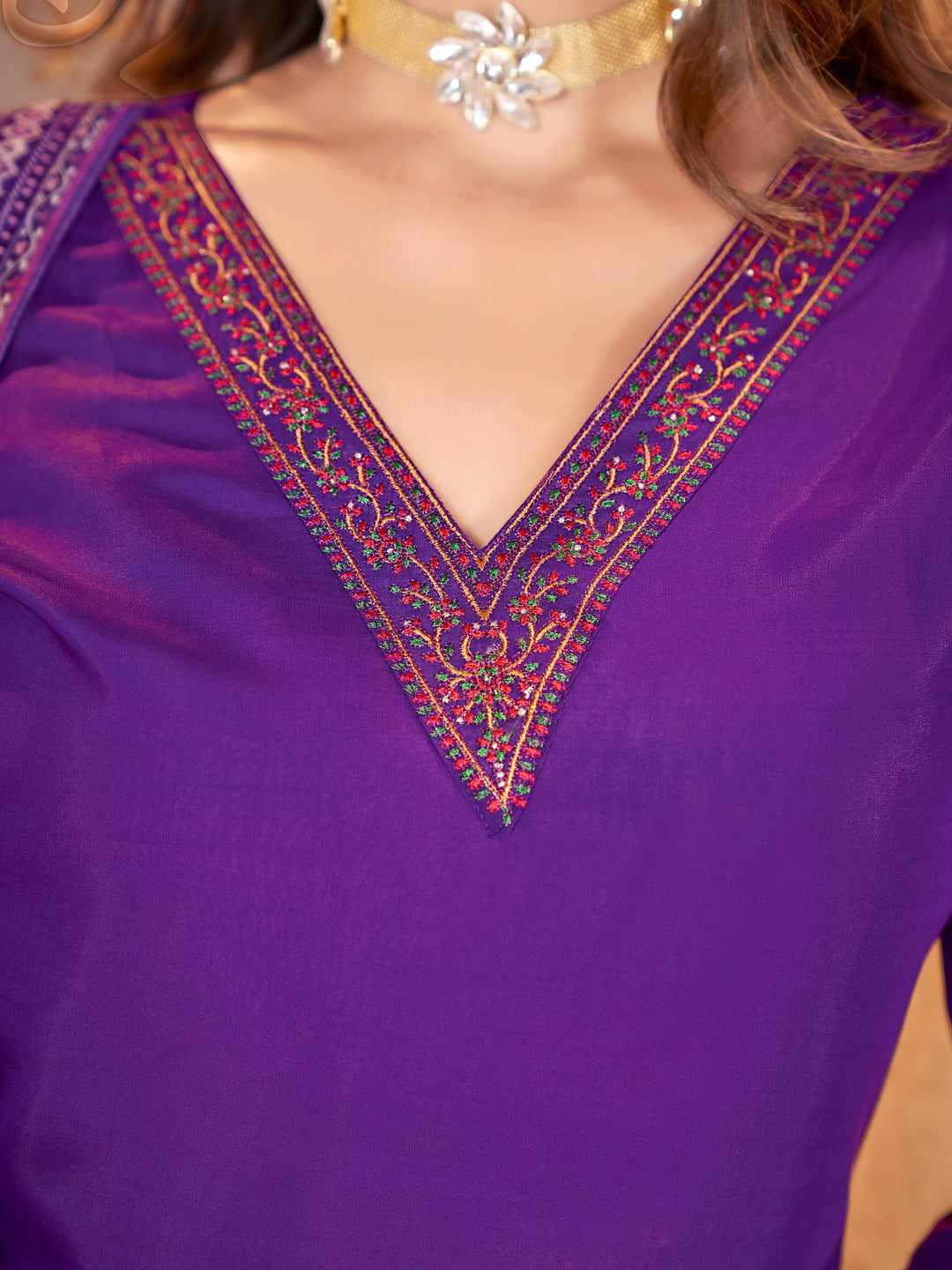 Violet-Silk-Solid-&-Embroidered-Straight-3-Piece-Kurta-Set