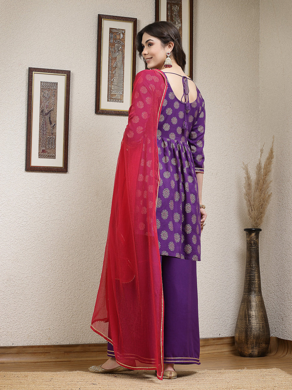 Violet-Rayon-Motif-Printed-A-Line-3-Piece-Kurta-Set