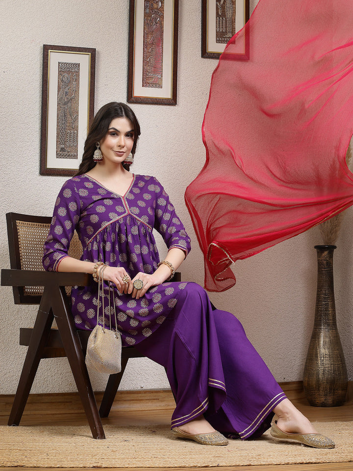 Violet-Rayon-Motif-Printed-A-Line-3-Piece-Kurta-Set