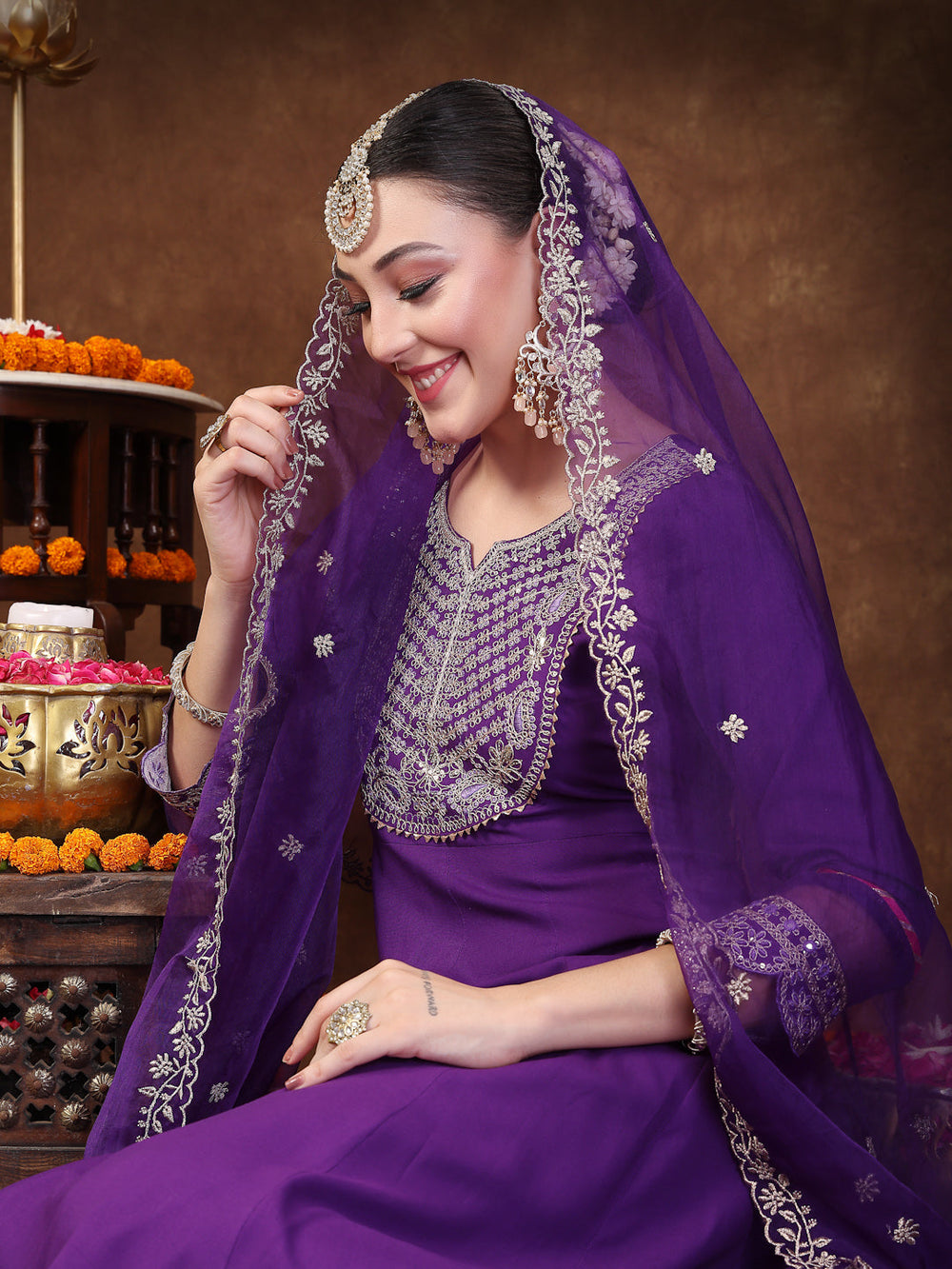 Violet-Rayon-Solid-&-Embroidered-3-Piece-Kurta-Set