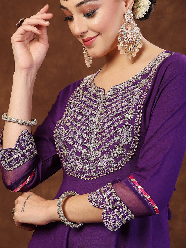 Violet-Rayon-Solid-&-Embroidered-3-Piece-Kurta-Set