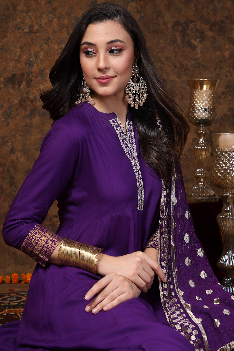 Violet-Rayon-Embroidered-3-Piece-Kurta-Set