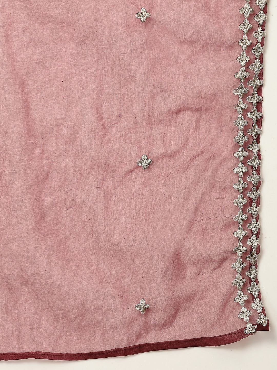 Wine Solid & Embellished Velvet Anarkali Kurta Pant Dupatta Set