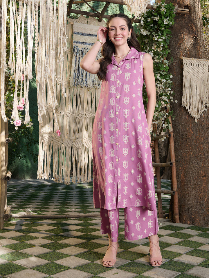 Mauve-Pink-Rayon-Floral-Printed-2-Piece-Kurta-Set