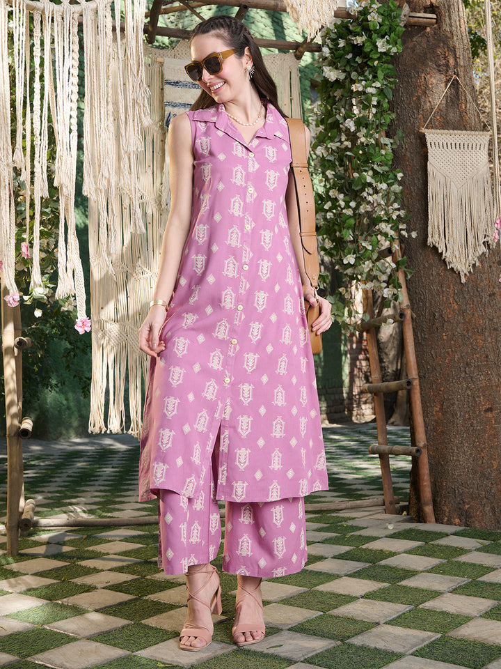 Mauve-Pink-Rayon-Floral-Printed-2-Piece-Kurta-Set