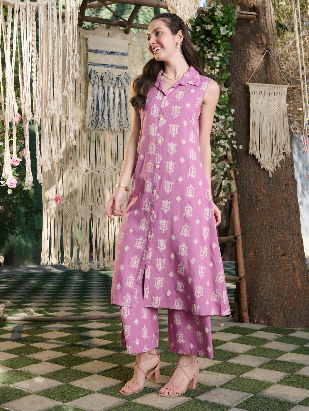 Mauve-Pink-Rayon-Floral-Printed-2-Piece-Kurta-Set